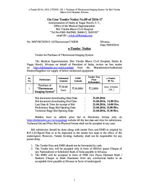 Fillable Online Vbch Dnh Nic E Tender Notice Thermoscan Fax Email Print