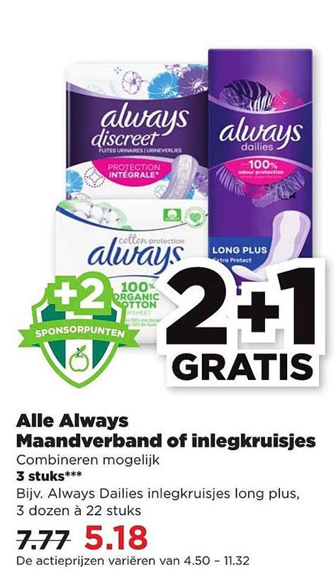 Alle Always Maandverband Of Inlegkruisjes Gratis Aanbieding Bij