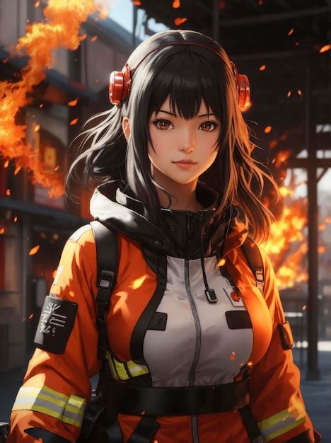 Premium AI Image | Portrait of an Anime Firefighter