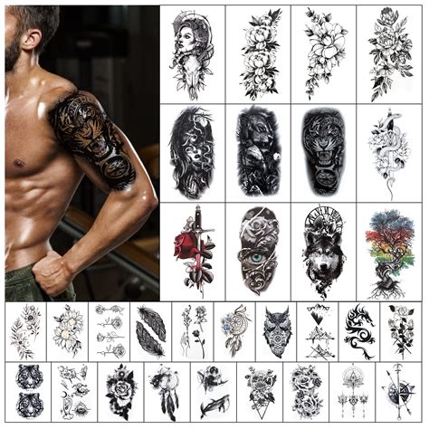 Buy Temporary Tattoo Kit Women Men Fake Tattoos 12 Sheets Body Arm