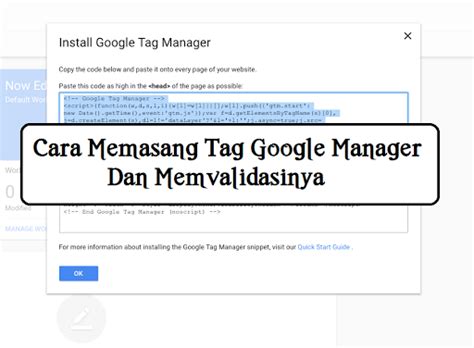 Cara Memasang Kode Google Tag Manager 100 Berhasil