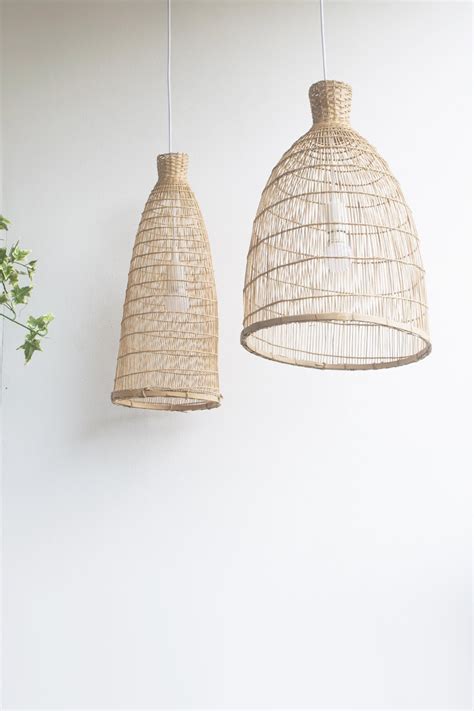 Natural Bamboo Light Handmade Bamboo Pendant Lamp Hanging Etsy Uk