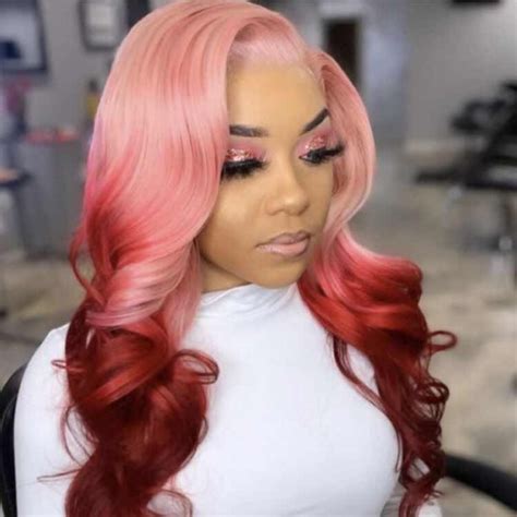 Magic Love Human Virgin Hair Ombre Pink Pre Plucked Lace Front Wig And