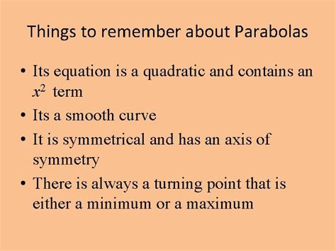 9 2 Key Features Of A Parabola A