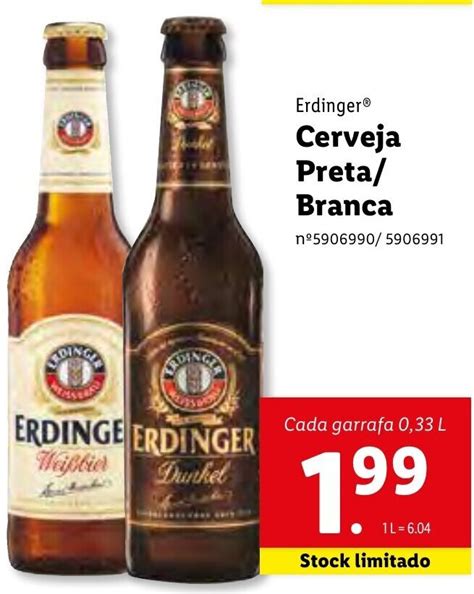 Promoção Erdinger Cerveja Preta Branca 0 33L em Lidl