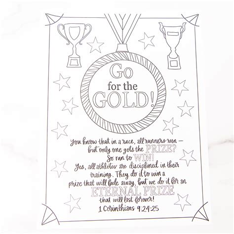 1 Corinthians 924 25 Coloring Sheet Golden Thread Inc