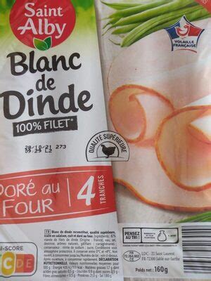 Blanc de dinde 100 filet doré au four SAINT ALBY 160 g