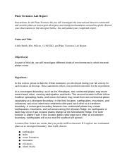 Plate Lab Report Docx Plate Tectonics Lab Report Instructions In The