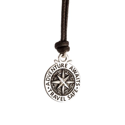 Large Travel Safe Compass Personalised St Christopher Cord Necklace Off The Map Jewellery