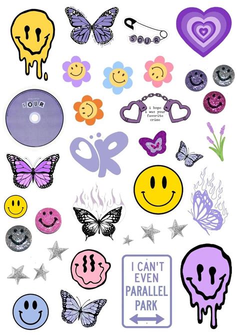 Aesthetic Sticker Pack Template American Printable Olivia Rodrigo Sour