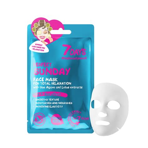 7 Days Perfect Sunday Face Sheet Mask For Total Relaxation With Blue Agave And Lotus 28 Gr Duty