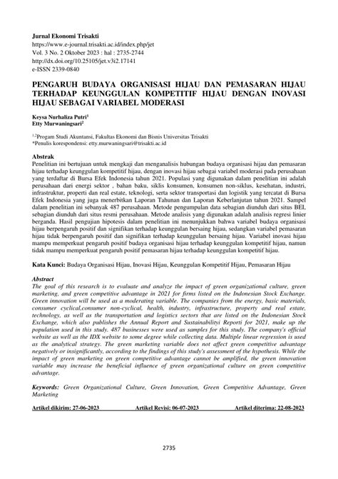 Pdf Pengaruh Budaya Organisasi Hijau Dan Pemasaran Hijau Terhadap