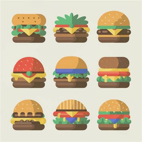 premium vector burger design vector illustration set