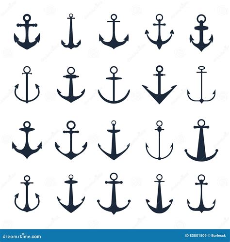 Iconos Del Ancla Vector Las Anclas Del Barco Aisladas En El Fondo