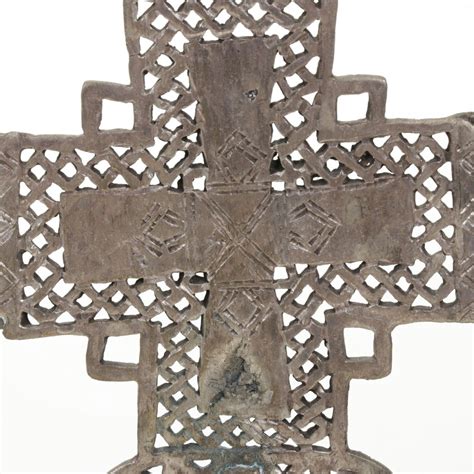 Ethiopian Hand Crafted Metal Coptic Processional Cross Ebth