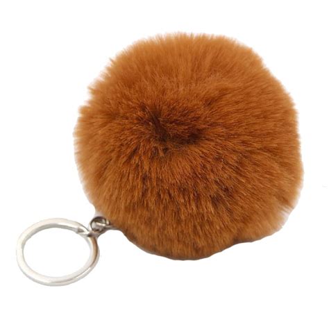 AOOOWER Fluffy Plush Pom Pom Keychain Faux Fur Pompoms Ball Pendant