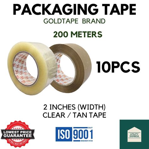 10 Rolls Packaging Tape 200 Meters Cleartan 2inches Width Goldtape