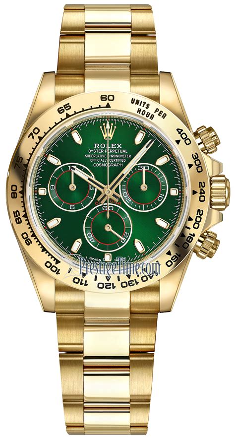 Green Index Oyster Rolex Cosmograph Daytona Yellow Gold Mens Watch