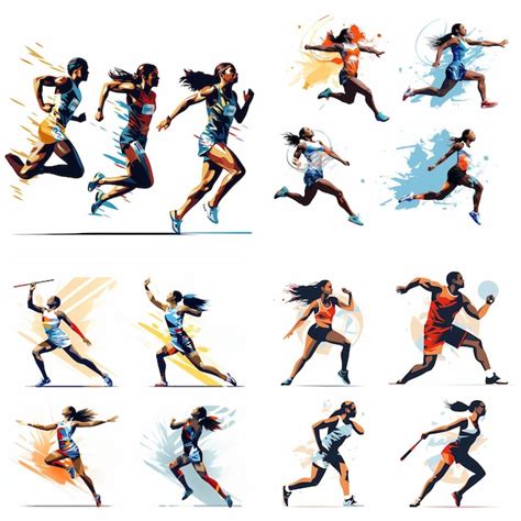 Conjunto De Atletismo Vector Blanco De Fondo Iso Vector Premium