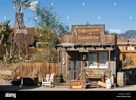 The old western movie set of Pioneertown California now used as a tourist attraction and ...