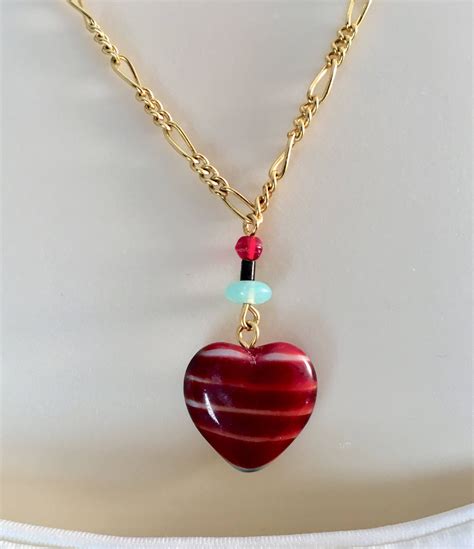 Heart Pendant Vintage Ruby Red Heart Pendant Necklace Red Etsy 日本