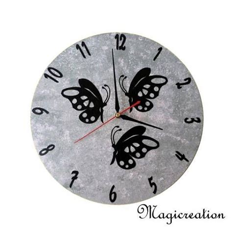 Horloge papillons gris rose mécanisme silencieux décor mural Etsy