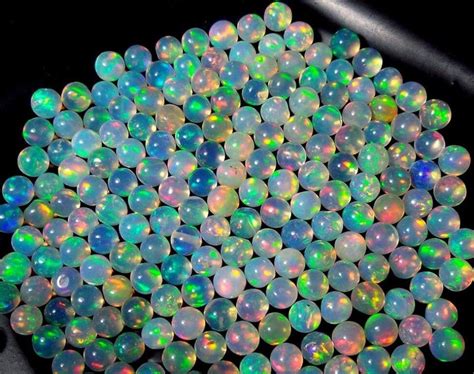 Natural Ethiopian Welo Multi Fire Opal X Mm Round Cabochon Calibrated