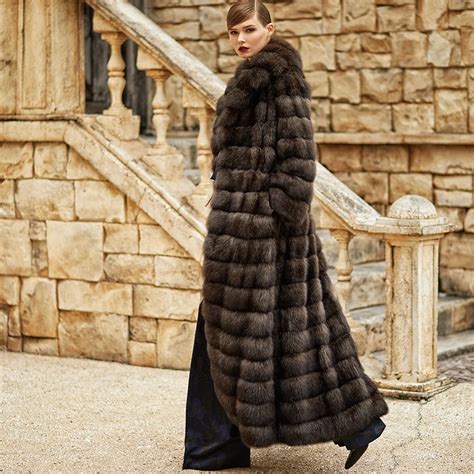 Genuine Mink Fur Coat Women Real Fur Coats High End Top Quality Luxury Mink Marten Coat X Long