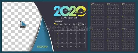 2020 Calendar Illustration Template Mock Up Stock Illustration