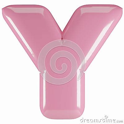 Inflated Glossy Pink Letter Y Uppercase Illustration D Render Of