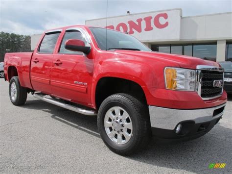 Fire Red Gmc Sierra Hd Slt Crew Cab Photo