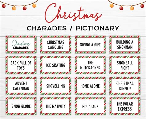 Christmas Charades Game Christmas Party Games Holiday Fun Christmas