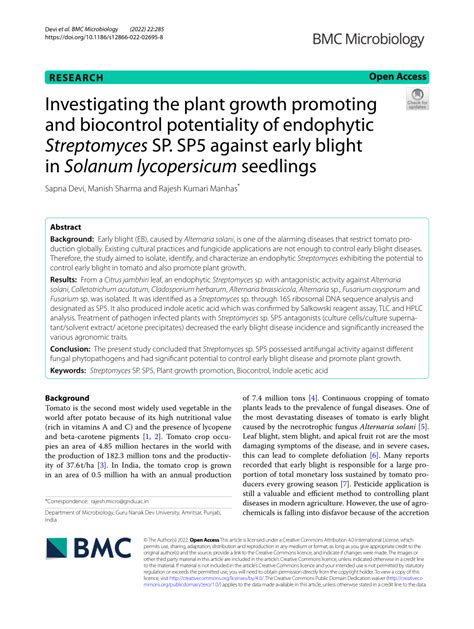 PDF Investigating The Plant Growth Promoting And Biocontrol