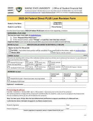 Fillable Online Federal Direct Plus Loan Revision Form Loan