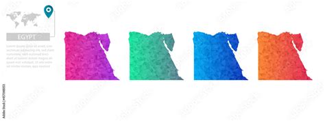 Vektorová Grafika „set Of Vector Polygonal Egypt Maps Bright Gradient Map Of Country In Low