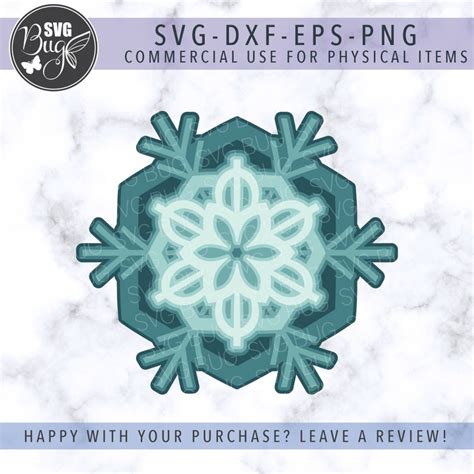 3D Snowflake Mandala Svg 145 File SVG PNG DXF EPS Free