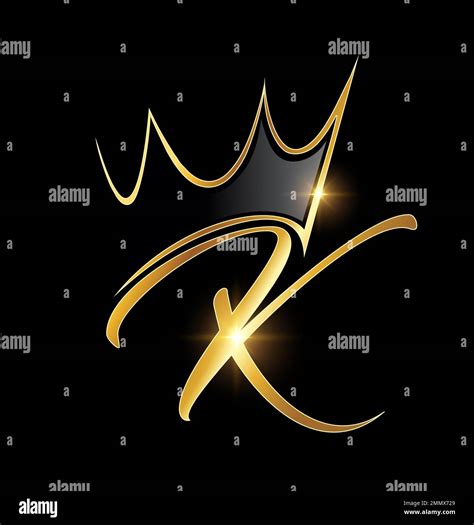 Vector Illustration Of Gold Crown And Leaf Monogram Initial Letter K In