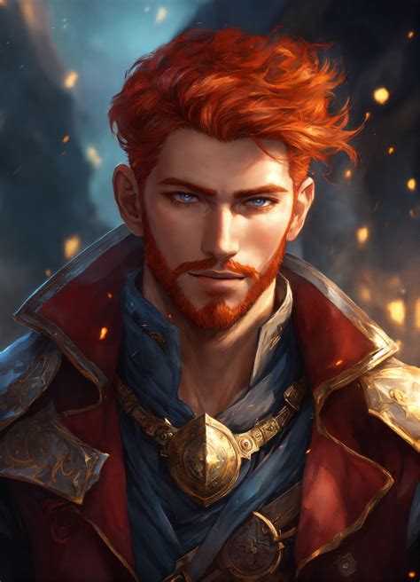 Lexica Confident Male Duelist Red Hair Adventurer Smirk Lightning