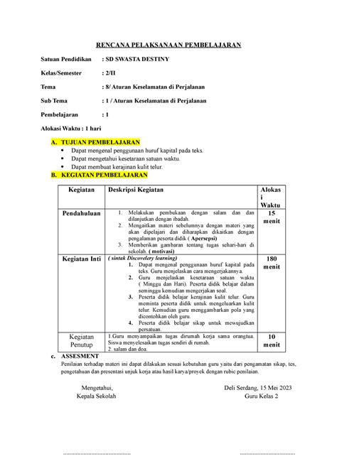 Rpp Kelas 2 Tem 8 Sub3 Pb1 Pb5 Rencana Pelaksanaan Pembelajaran Satuan Pendidikan Sd