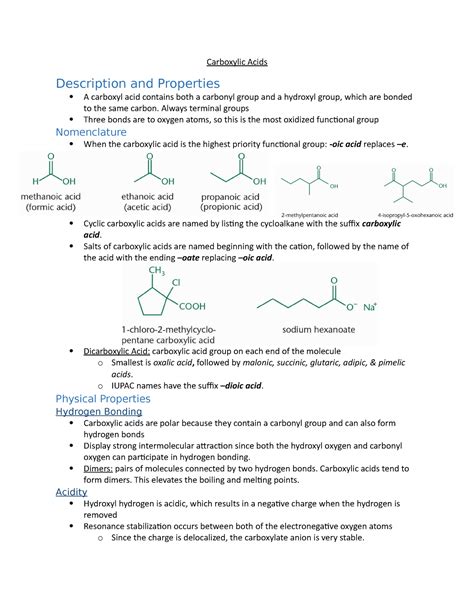 Carboxylic Acids These Are Comprehensive Organic Chemistry Notes Carboxylic Acids