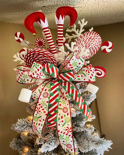 Christmas Tree Topper Tree Topper Bow With Streamers Etsy