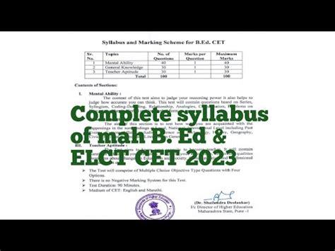 MAH B ED CET ELCT 2023 SYLLABUS Complete Syllabus Of Mah B Ed