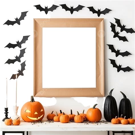 Homemade Halloween Decor And A Sheet Of Paper On The Table Pumpkins