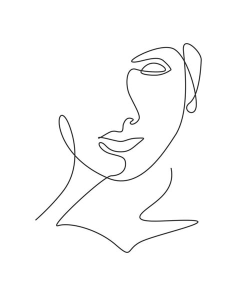 One Single Line Drawing Woman Beauty Abstract Face Hairstyle Fashion