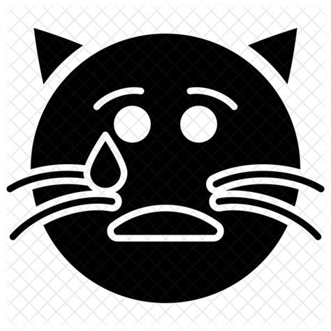 Crying Cat Emoji Icon Download In Glyph Style