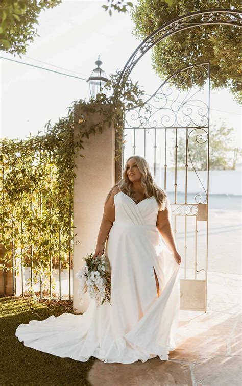 Simple A Line Plus Size Wedding Dress With Sexy Side Slit Say Yes To The Dress Tlc