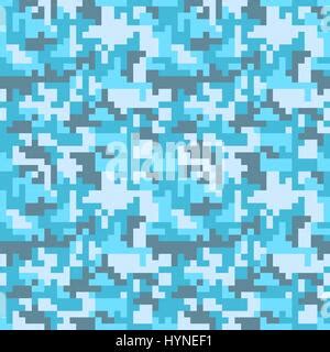 Pixel Camo Seamless Pattern Fashion Blue Trendy Camouflage For Game