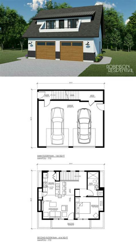 Two Story House Plans with Garage and Living Room