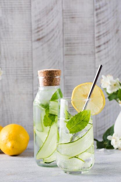 Premium Photo Detox Water With Cucumber Mint And Lemon Juice Cucumber