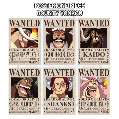 Jual Pcs Poster One Piece Poster Bounty Yonkou Shopee Indonesia